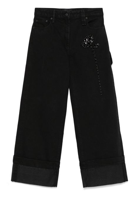 Jeans con decorazione Carnation in nero Simone rocha - donna